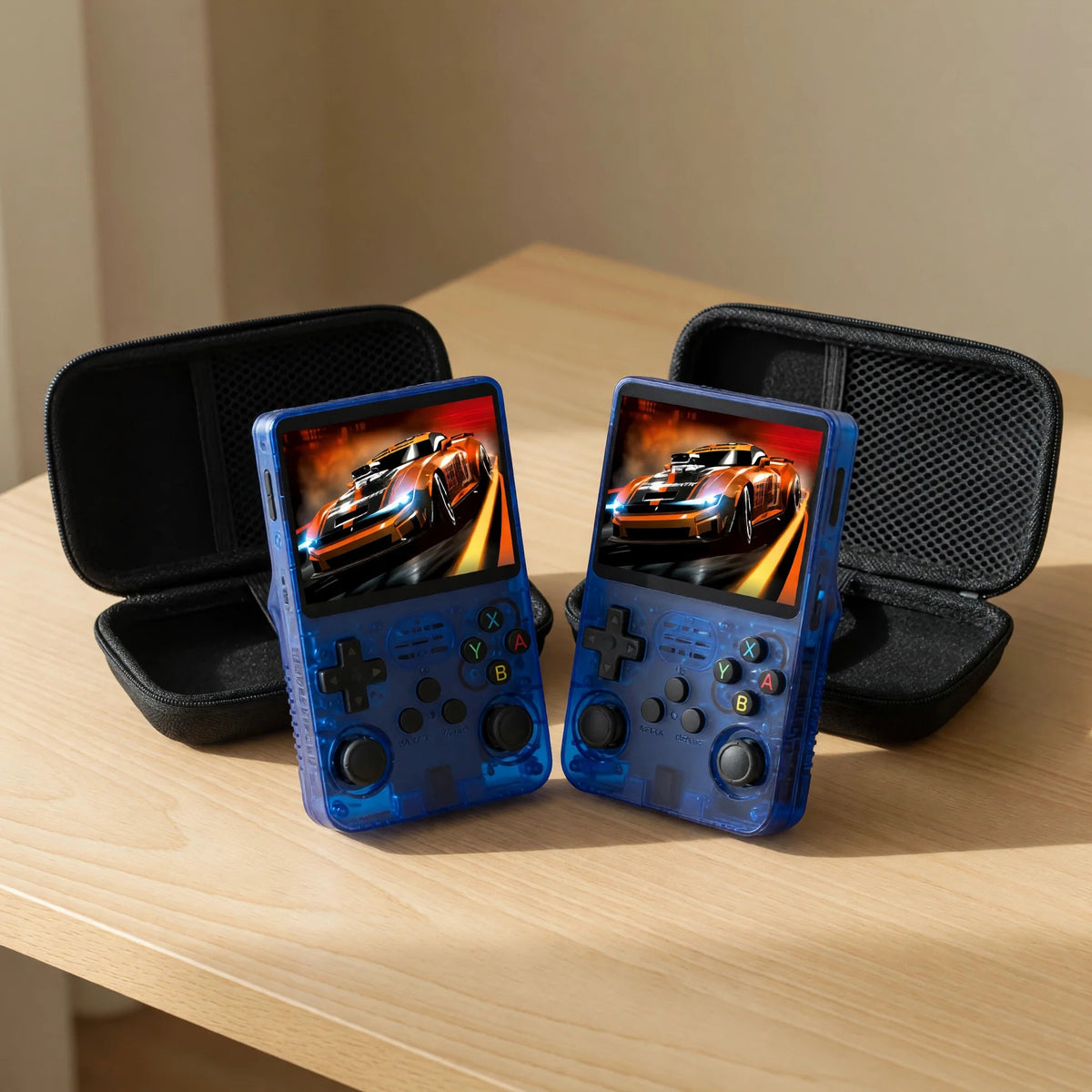 Duo Pocketro One coloris bleu : deux consoles avec leurs housses de protection