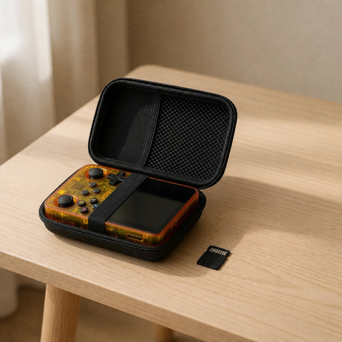 Pack cadeau Pocketro One coloris orange : console, housse rigide et carte mémoire 64 Go
