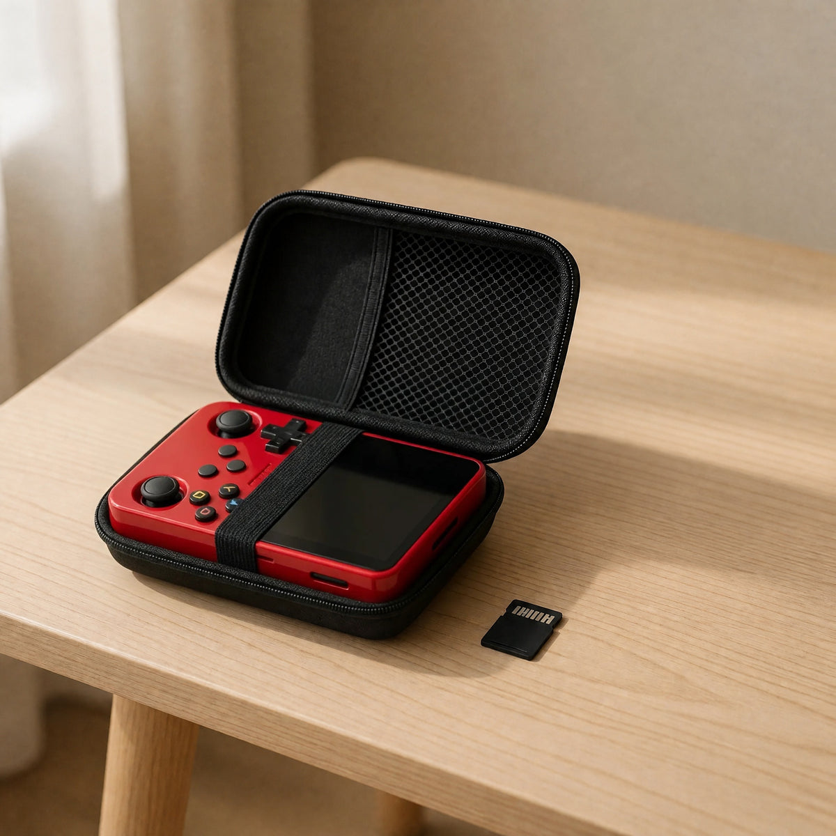 Pack cadeau Pocketro One coloris rouge opaque : console, housse rigide et carte mémoire 64 Go