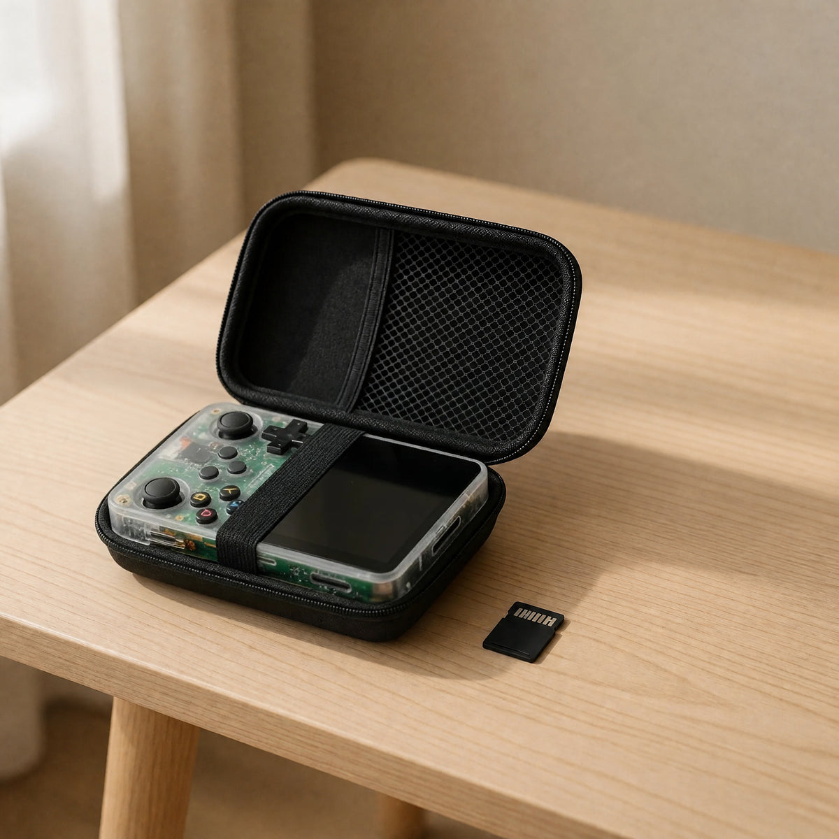 Pack cadeau Pocketro One coloris transparent clair : console, housse rigide et carte mémoire 64 Go