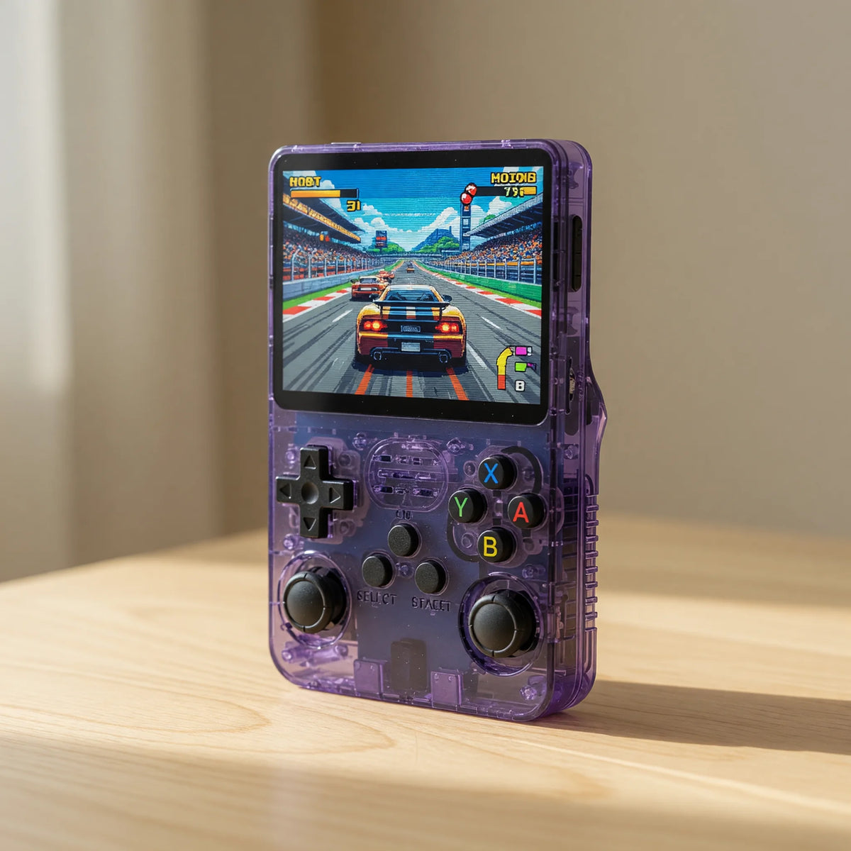 Pocketro One coloris transparent violet, vue de trois quarts