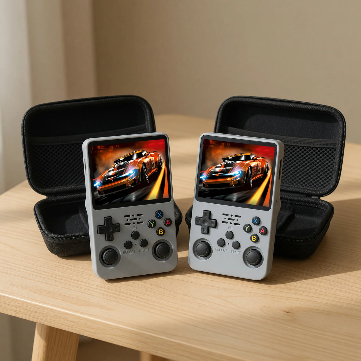 Duo Pocketro One coloris gris plastique : deux consoles avec leurs housses de protection