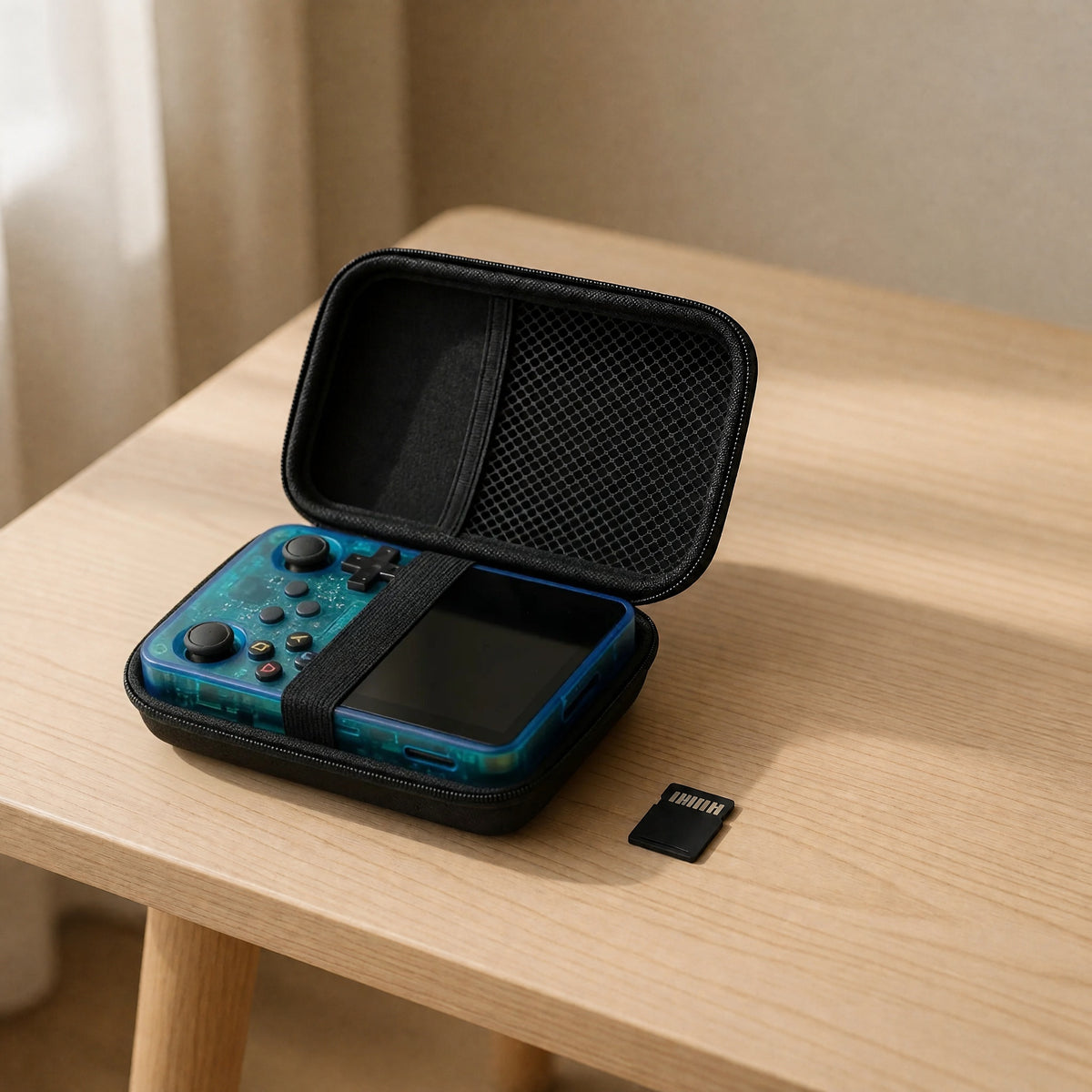 Pack cadeau Pocketro One coloris lake blue : console, housse rigide et carte mémoire 64 Go