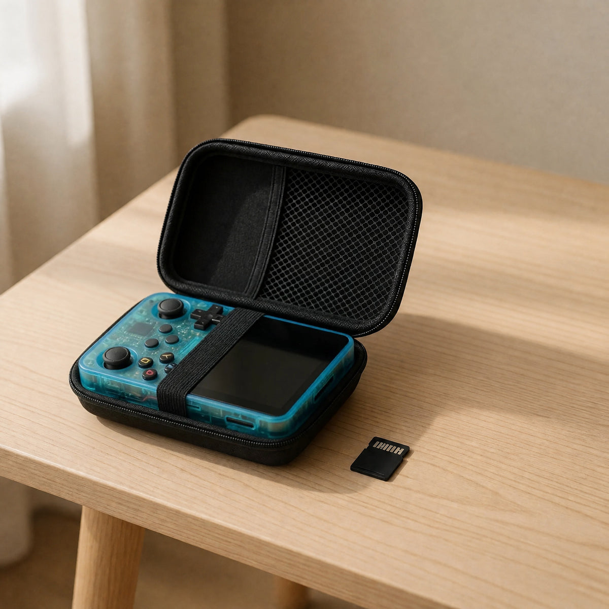 Pack cadeau Pocketro One coloris sky blue : console, housse rigide et carte mémoire 64 Go
