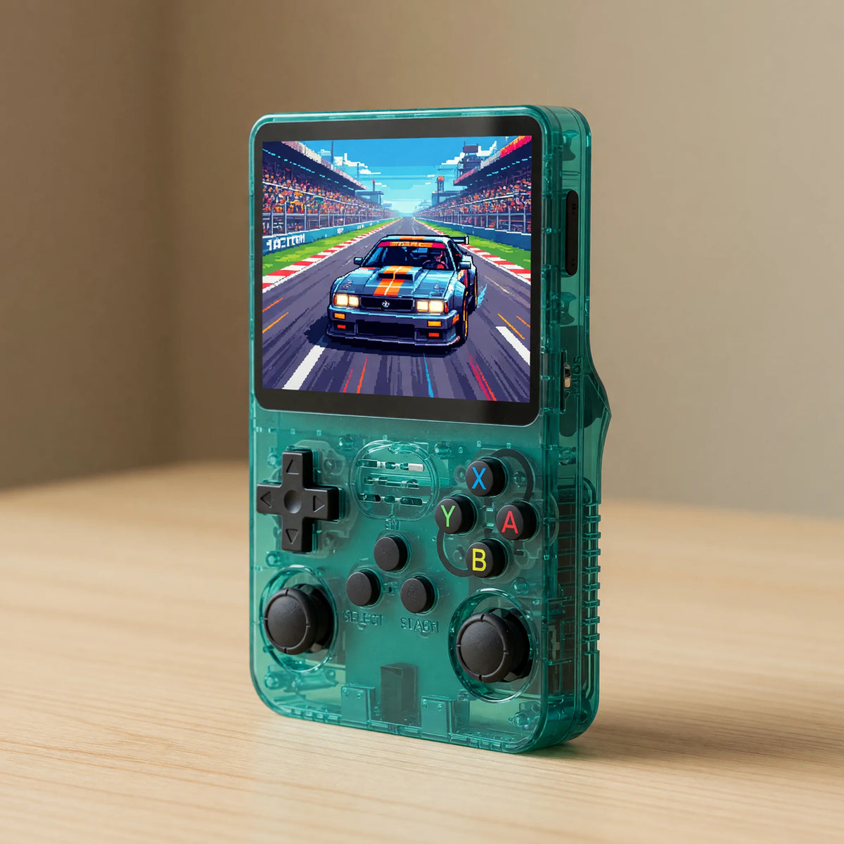 Pocketro One coloris vert/teal translucide, vue de trois quarts